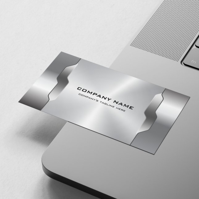 Geometric Silver Grey Metallic Texture Business Card (Creator Uploaded)