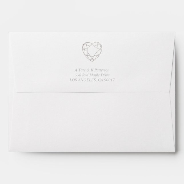 Geometric silver heart envelope grey lining (Back (Top Flap))