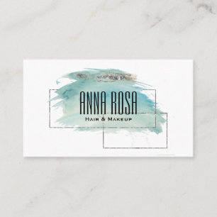 *~* Geometric Silver Turquoise Watercolor Girly Business Card