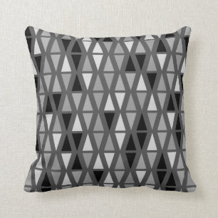 Geometric Silvery Grey Triangles Sofa Throw Pillow