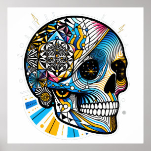Geometric Skull Symphony Poster