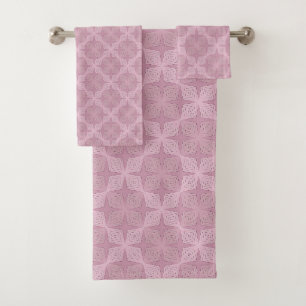 Geometric smoky lilac art deco bath towel set