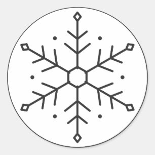 Geometric Snowflake in a Circle Linework Classic Round Sticker