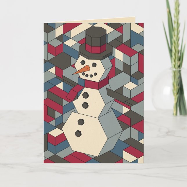 Geometric Snowman Christmas Card (Front)
