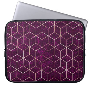 Geometric Sparkle Gold Foil Texture Laptop Sleeve