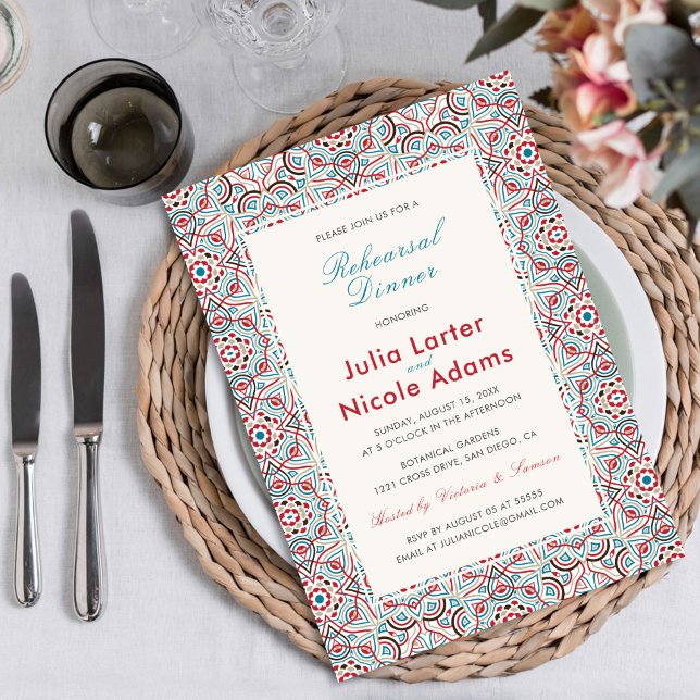 Geometric Sparkles Copper Metal Rehearsal Dinner Invitation (Creator Uploaded)