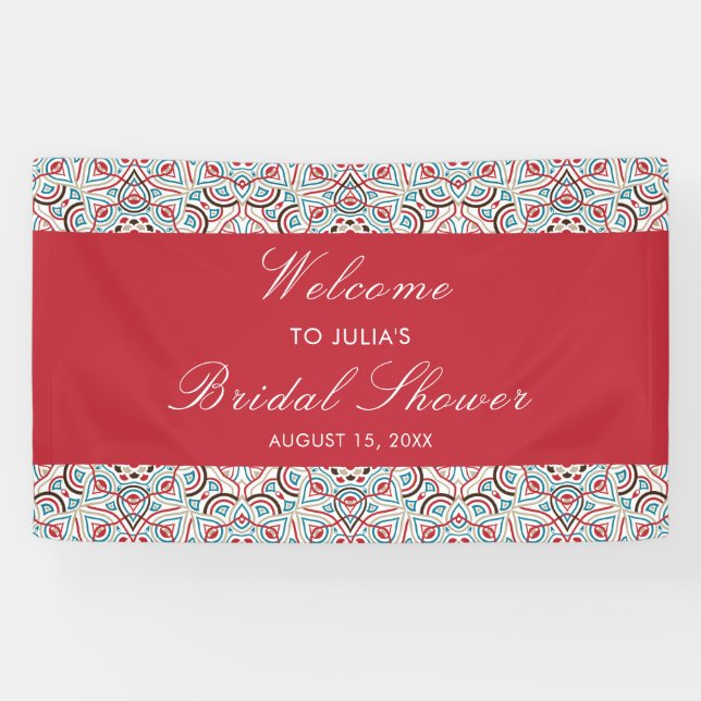 Geometric Sparkles Copper Metallic Bridal Shower Banner (Horizontal)