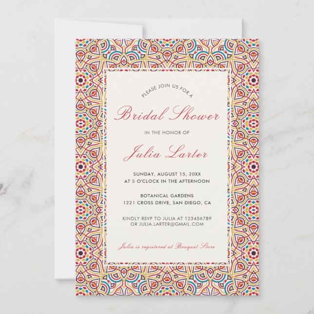Geometric Sparkles Copper Metallic Bridal Shower Invitation (Front)