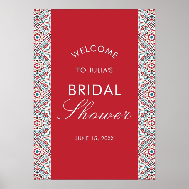 Geometric Sparkles Copper Metallic Bridal Shower Poster (Front)