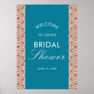 Geometric Sparkles Copper Metallic Bridal Shower Poster