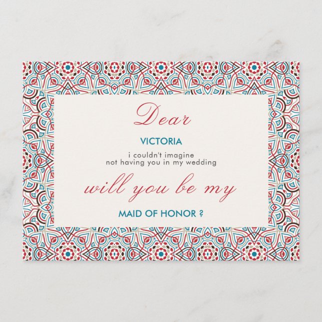 Geometric Sparkles Copper Metallic Bridesmaid Card (Front)