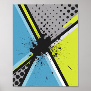 Geometric Splash with Halftone Dots Poster