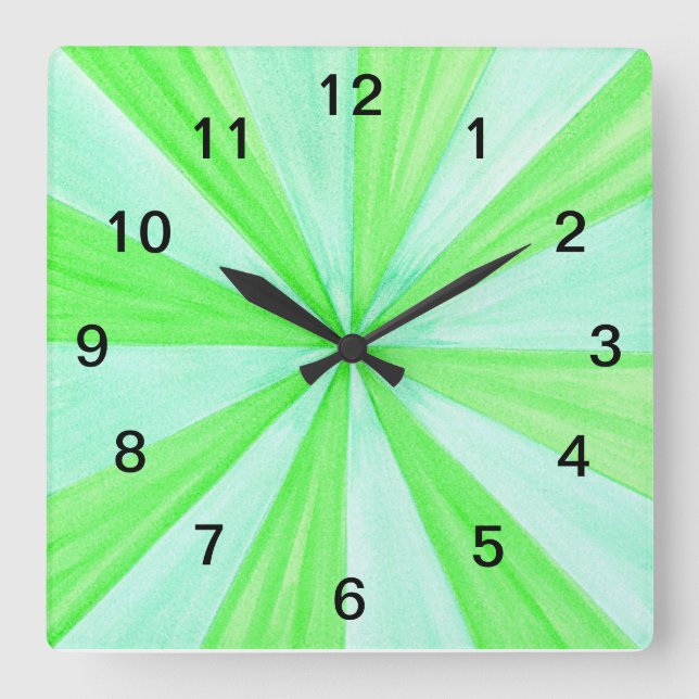 Geometric Spokes of Green and Blue Wall Clock (Front)