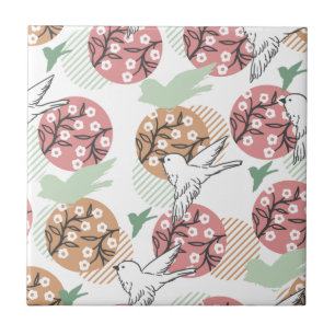 Geometric Spring Nature and Animal Pattern Art  Ceramic Tile