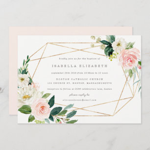 Geometric Spring Romance Baptism Invitation