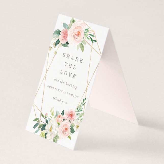 Geometric Spring Romance Share the Love Table Sign (Front)