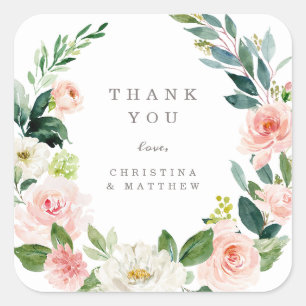 Geometric Spring Romance Thank You Sticker Tag