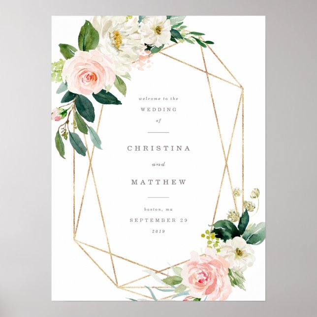 Geometric Spring Romance Wedding Welcome Sign (Front)
