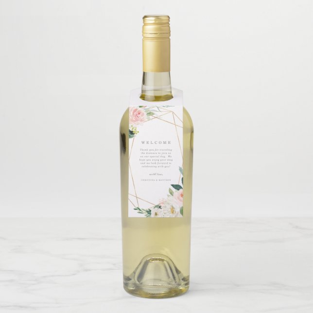Geometric Spring Romance Welcome Bottle Hanger (On Bottle)