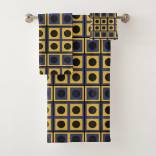 Geometric Square Circle Pattern Bath Towel Set