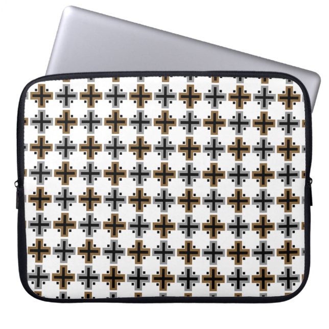 geometric square cross abstract pattern background laptop sleeve (Front)