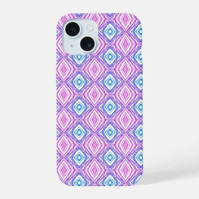 Geometric Square & Diamond iPhone 15 Case (Back)