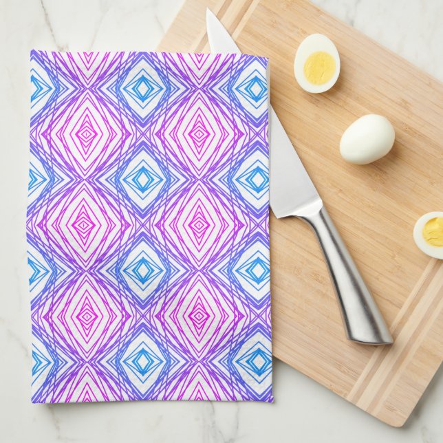 Geometric Square & Diamond Tea Towel (Quarter Fold)