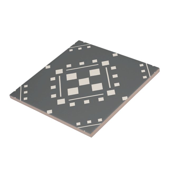 Geometric Square Pattern Decorative Ceramic Tile (Side)