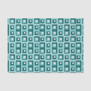 Geometric Squares Blue Pattern Tissue Paper