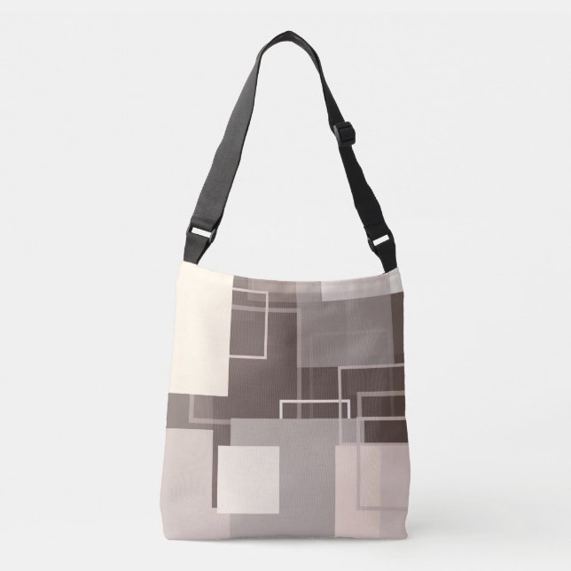 Geometric Squares - Chocolate and Cream Crossbody Bag (Front)