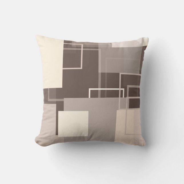 Geometric Squares - Chocolate and Cream Cushion (Front)