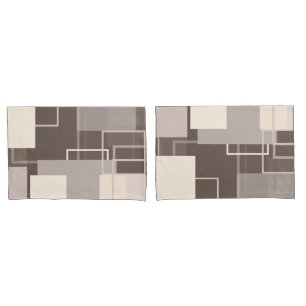 Geometric Squares - Chocolate and Cream Pillowcase