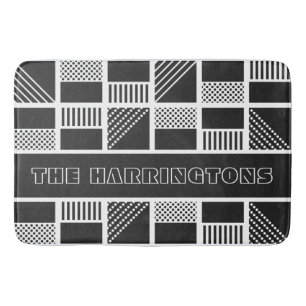 Geometric Squares custom monogram bath mats