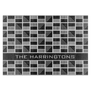 Geometric Squares custom monogram cutting boards