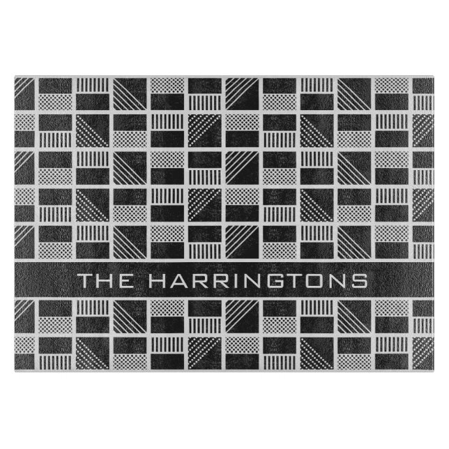 Geometric Squares custom monogram cutting boards (Front)