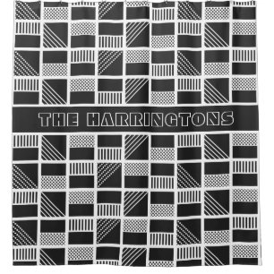 Geometric Squares custom monogram shower curtain