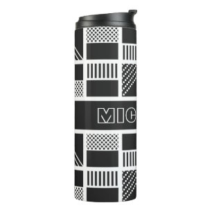 Geometric Squares custom monogram tumbler