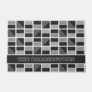 Geometric Squares custom name door mat