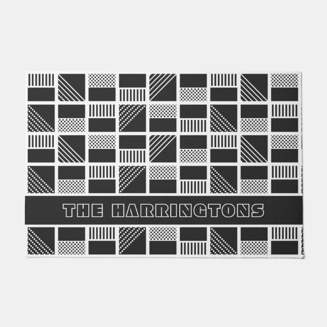 Geometric Squares custom name door mat (Front)