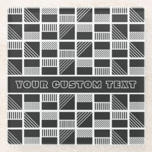 Geometric Squares custom text glass coaster