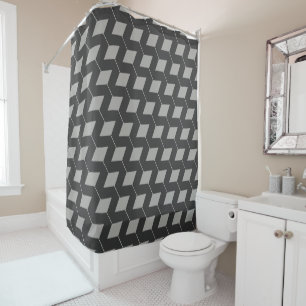 Geometric Squares/Light Grey & Dark Grey Shower Curtain