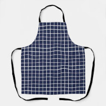 Geometric Squares on Blue All-Over Print Apron
