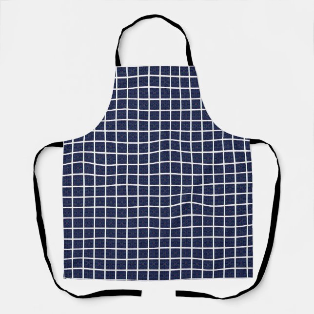 Geometric Squares on Blue All-Over Print Apron (Front)