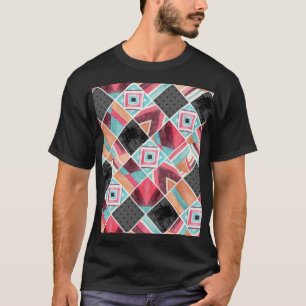 Geometric squares, watercolor patchwork T-Shirt