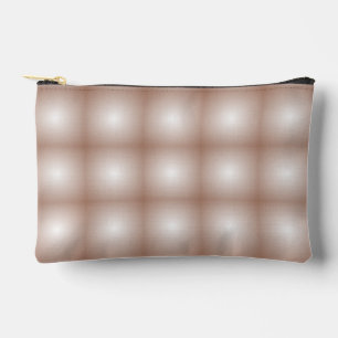 Geometric Squares with Mocha Mousse Gradient White Accessory Pouch