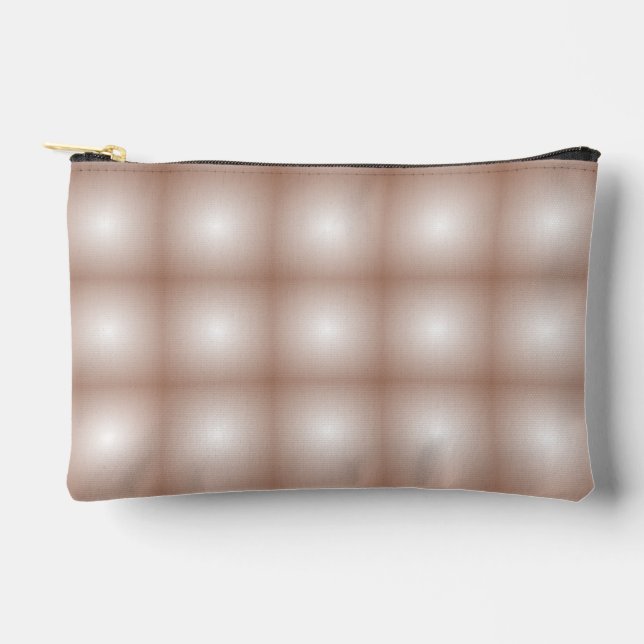 Geometric Squares with Mocha Mousse Gradient White Accessory Pouch (Front)