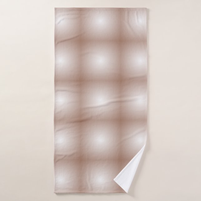 Geometric Squares with Mocha Mousse Gradient White Bath Towel (Bath Towel)