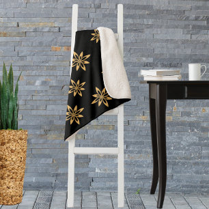 Geometric Star-like Petal Flower Repeating Pattern Sherpa Blanket