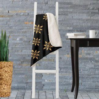Geometric Star-like Petal Flower Repeating Pattern Sherpa Blanket