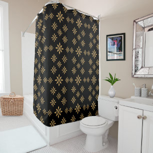 Geometric Star-like Petal Flower Repeating Pattern Shower Curtain